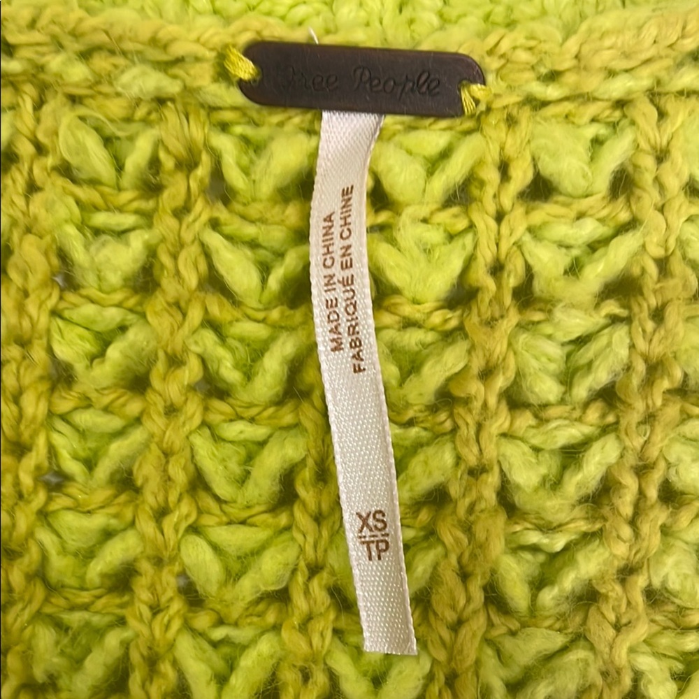 Free People Whistle Thermal Henley Sweater in Acid Lime, size XS - Picture 8 of 11